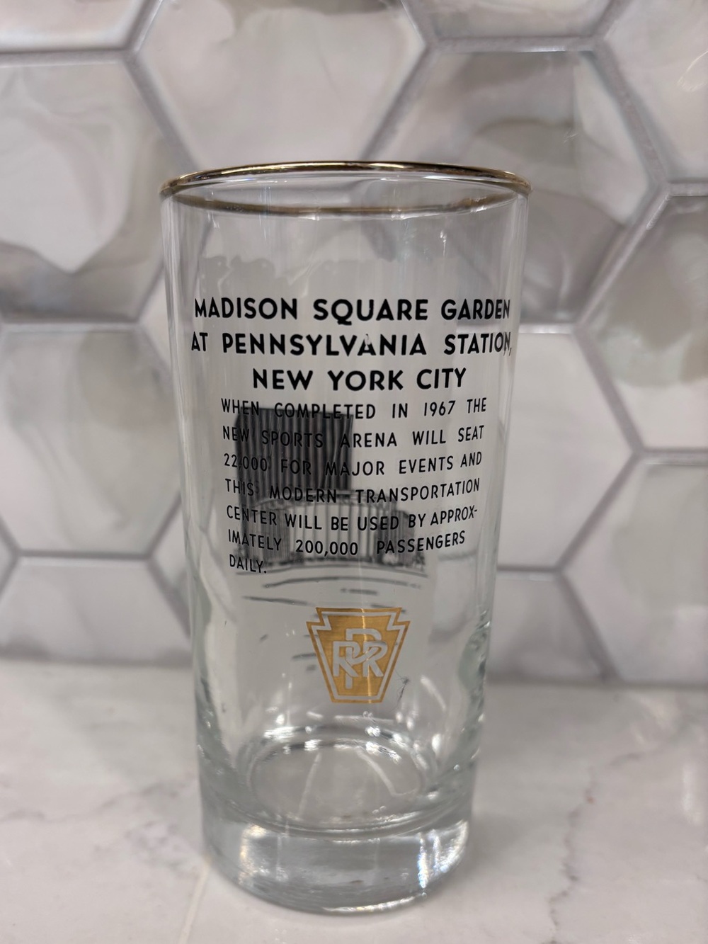 Madison Square Garden 1960s Penn Station Glass - Vintage PRR 8 oz Tumbler